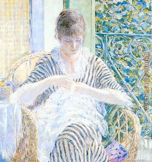 On the Balcony painting - Frederick Carl Frieseke On the Balcony art painting